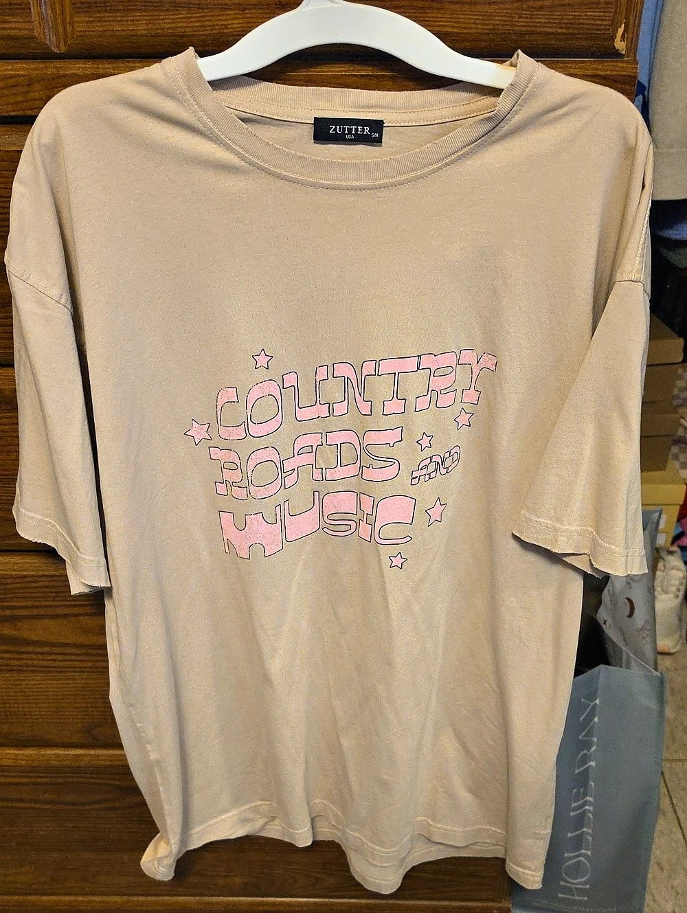 Zutter Graphic Music Tee in Beige & Pink Size Small